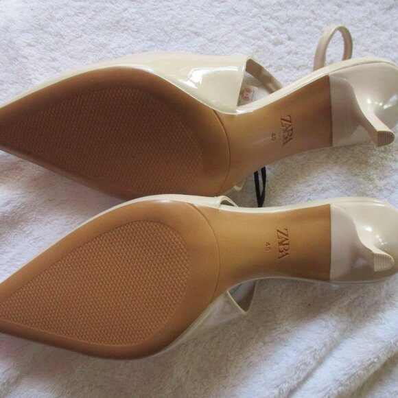 ZARA Beige Patent Heels Slingback - Picture 5 of 8